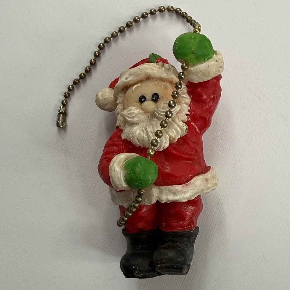 Vintage Resin Holiday Santa Claus Ceiling Fan Light Pull Christmas